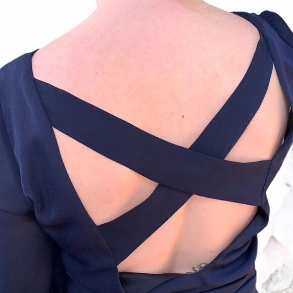 TOBI Navy Blue Criss Cross Open Back A-line Dress Size XS - Picture 1 of 5